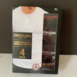TRUE RELIGION BRAND JEANS CREW NECK TEES PREMIUM COTTON 4 PACK SIZE XL STYLE 4C8